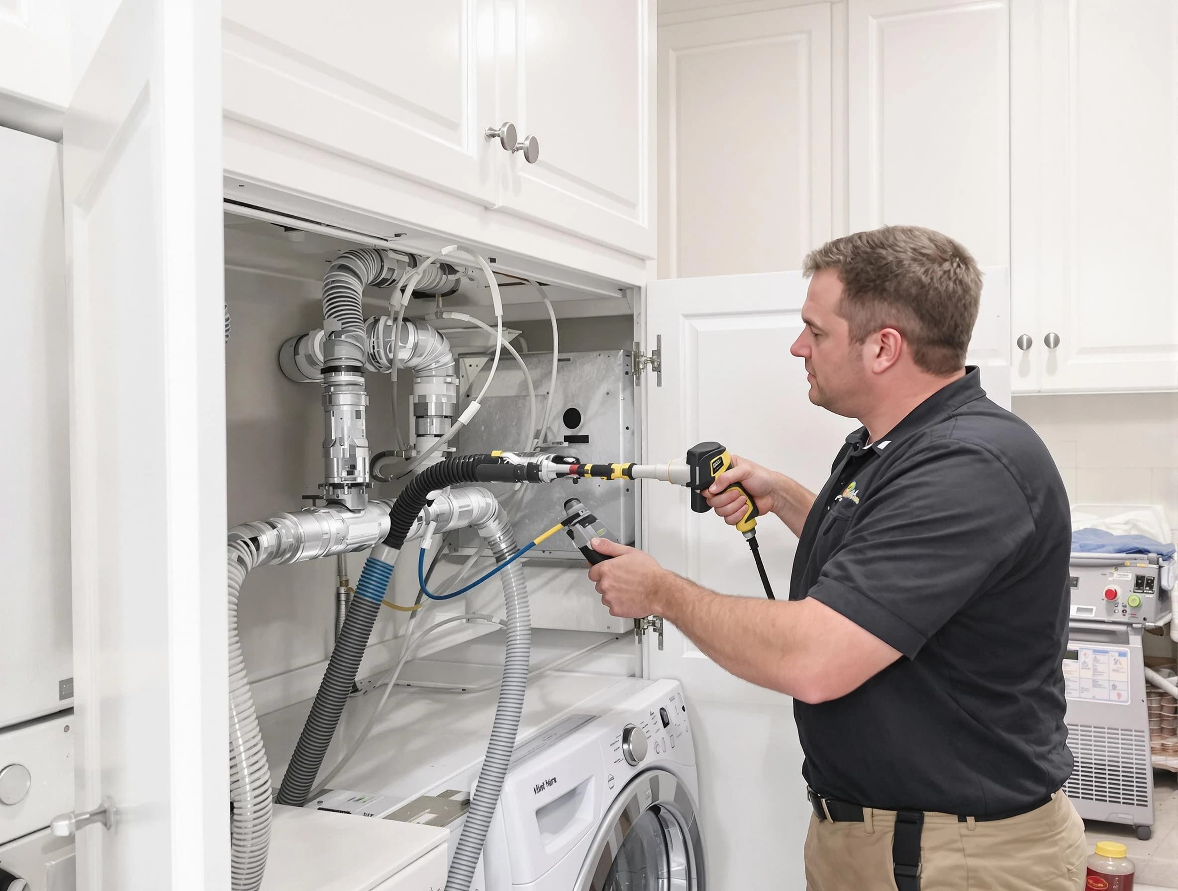 Snyderville Dryer Vent Cleaning professional removing severe blockage from a clogged dryer vent in Snyderville