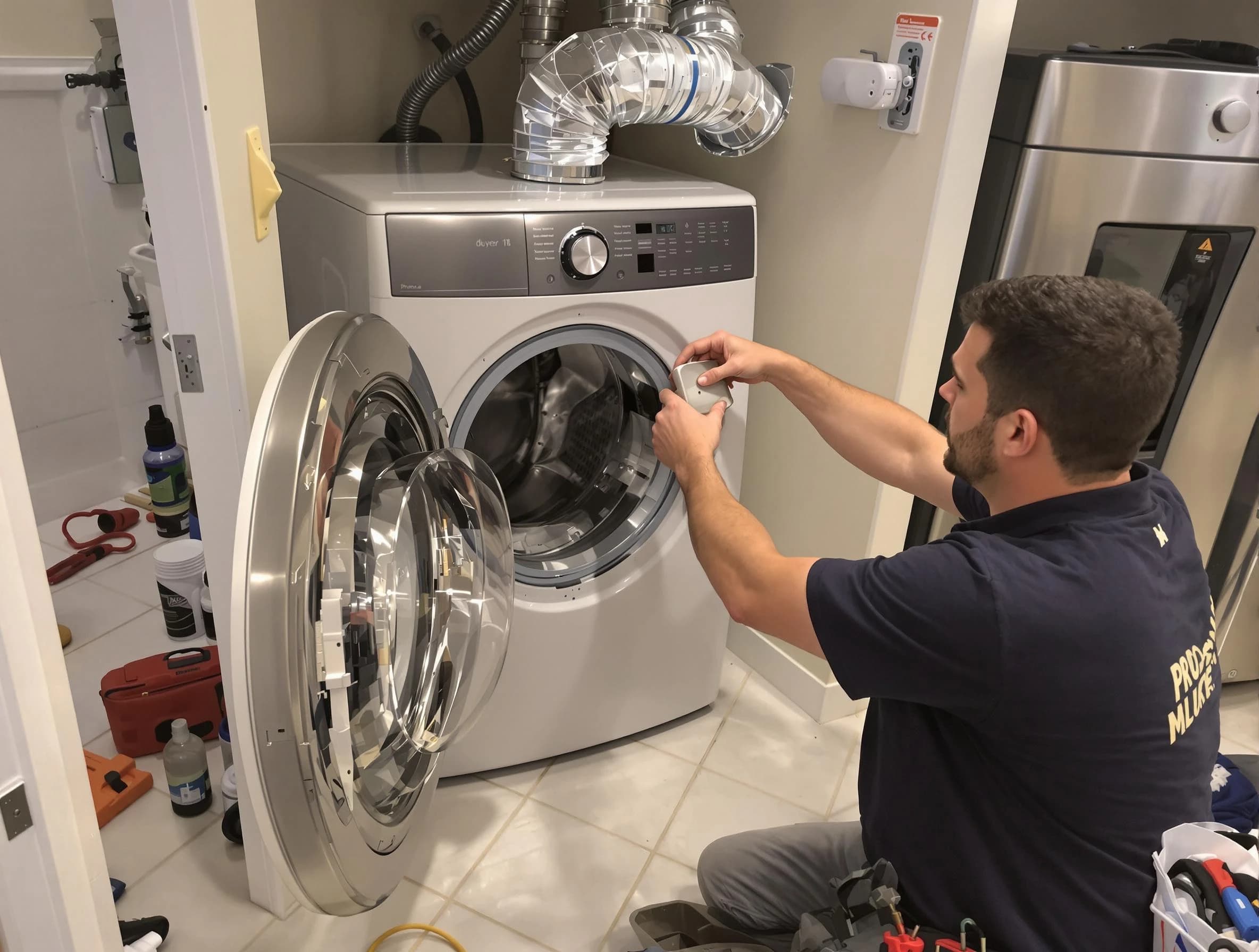 Snyderville Dryer Vent Cleaning technician performing precise dryer vent hose installation in Snyderville