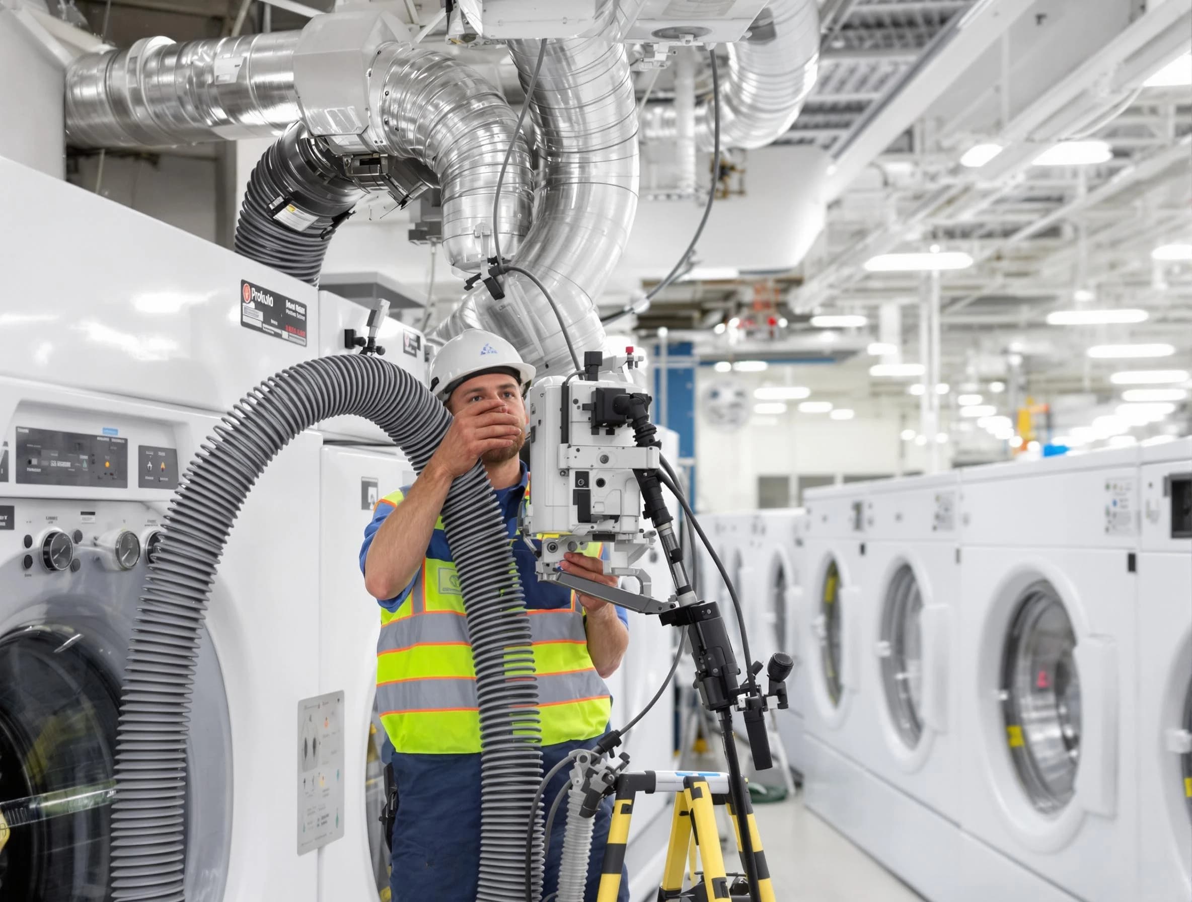 Snyderville Dryer Vent Cleaning team performing commercial-grade dryer vent cleaning at a business facility in Snyderville