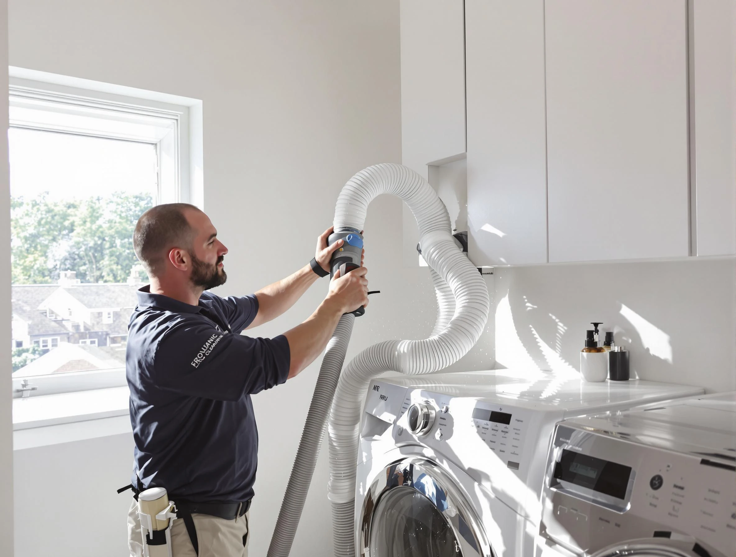 Certified Snyderville Dryer Vent Cleaning technician performing dryer vent cleaning in Snyderville